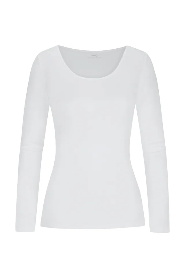 Mey Langarmshirt »Cotton Pure« Tiefer Rundhalsausschnitt
