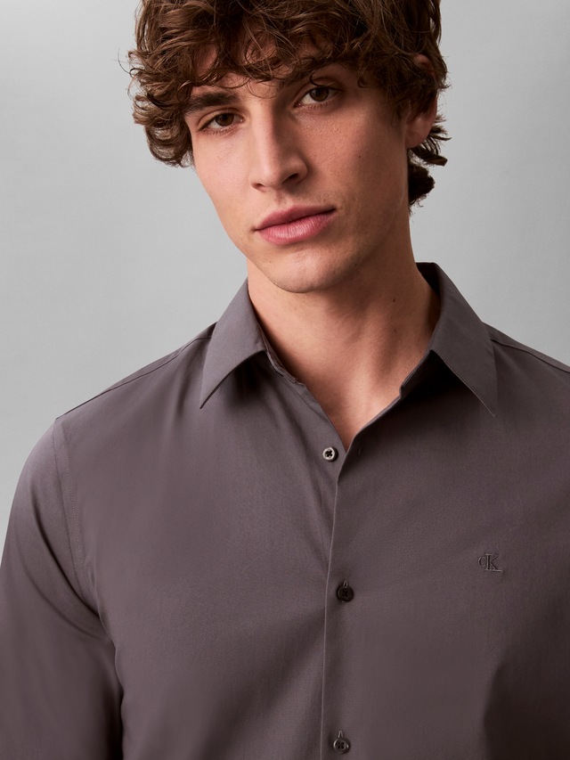 Calvin Klein Langarmhemd »LONG SLEEVE SOLID STRETCH SLIM SHIRT« slim fit, in Unifarbe