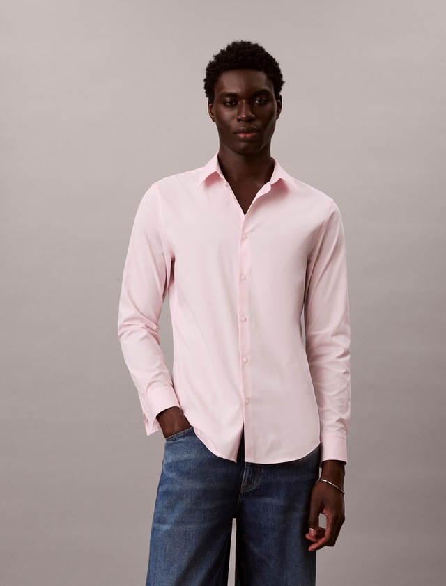 Calvin Klein Langarmhemd »LONG SLEEVE SOLID STRETCH SLIM SHIRT« slim fit, in Unifarbe