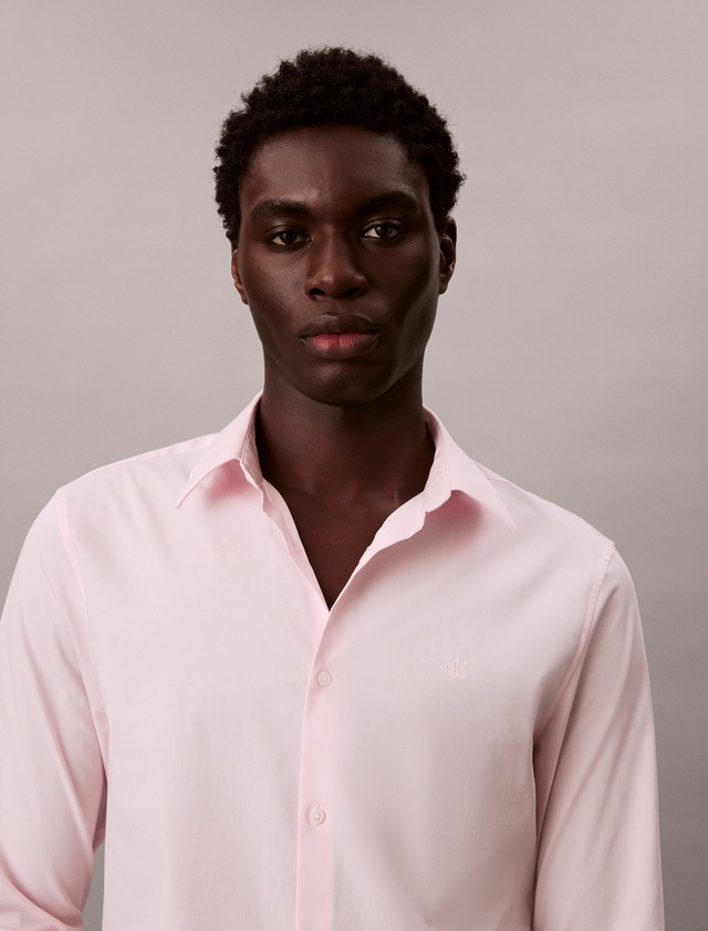 Calvin Klein Langarmhemd »LONG SLEEVE SOLID STRETCH SLIM SHIRT« slim fit, in Unifarbe