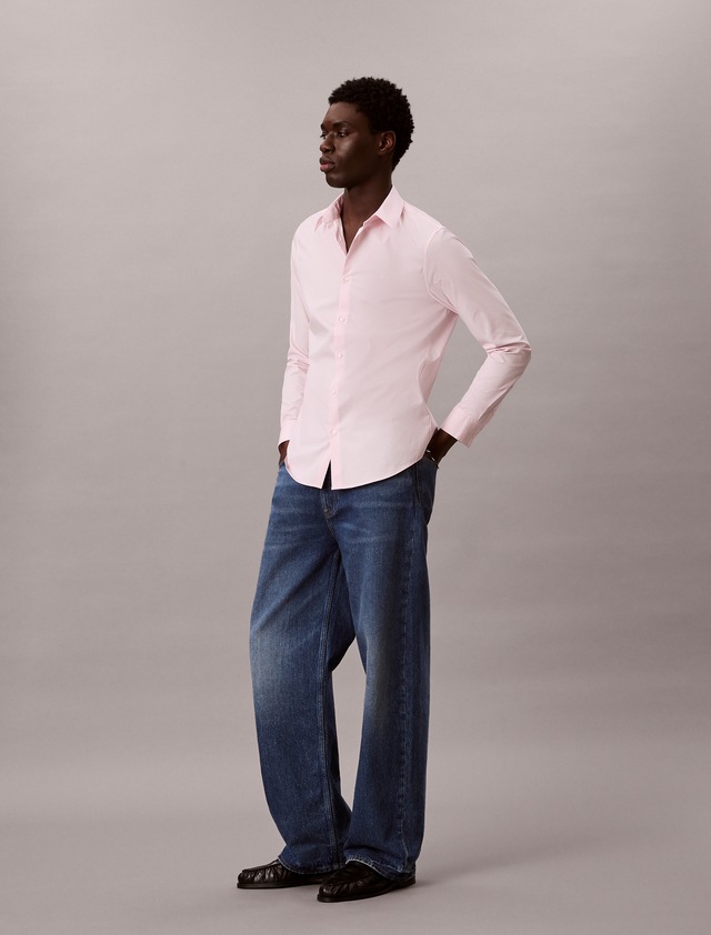 Calvin Klein Langarmhemd »LONG SLEEVE SOLID STRETCH SLIM SHIRT« slim fit, in Unifarbe