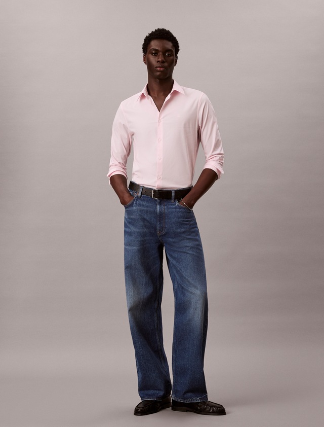 Calvin Klein Langarmhemd »LONG SLEEVE SOLID STRETCH SLIM SHIRT« slim fit, in Unifarbe