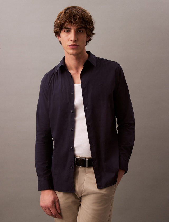 Calvin Klein Langarmhemd »LONG SLEEVE SOLID STRETCH SLIM SHIRT« slim fit, in Unifarbe