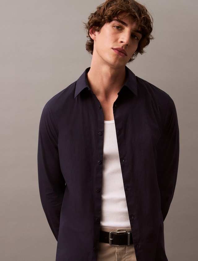 Calvin Klein Langarmhemd »LONG SLEEVE SOLID STRETCH SLIM SHIRT« slim fit, in Unifarbe