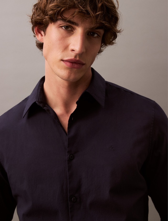 Calvin Klein Langarmhemd »LONG SLEEVE SOLID STRETCH SLIM SHIRT« slim fit, in Unifarbe