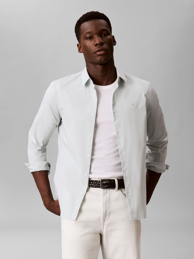 Calvin Klein Langarmhemd »LONG SLEEVE SOLID STRETCH SLIM SHIRT« slim fit, in Unifarbe