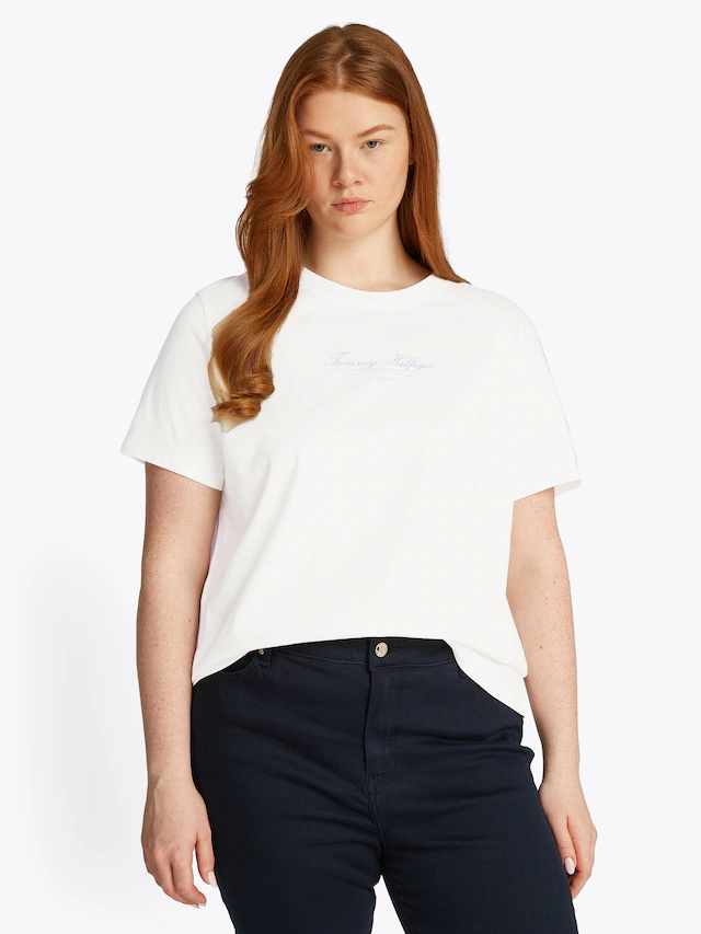 Tommy Hilfiger Curve Rundhalsshirt »CRV REG SCRIPT C-NK TEE SS« in Großen Größen, Logoschriftzug