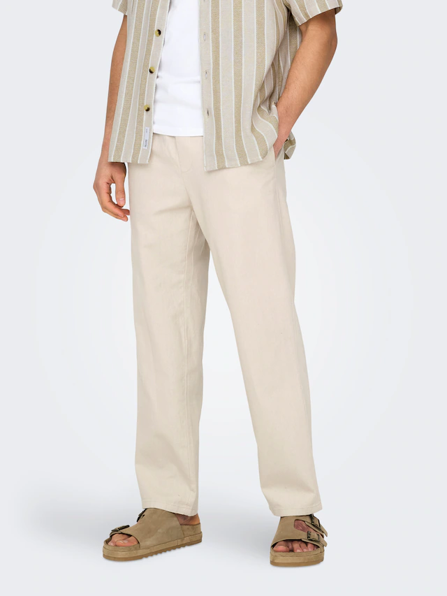 ONLY & SONS Schlupfhose »ONSSINUS LOOSE 0007 COT LIN PANT NOOS« Baumwolle mit Leinen, locker geschnitten