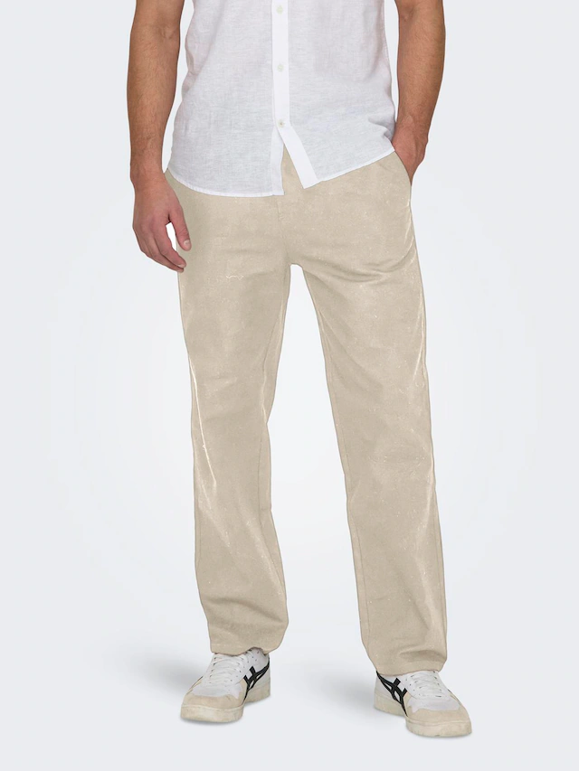 ONLY & SONS Schlupfhose »ONSSINUS LOOSE 0007 COT LIN PANT NOOS« Baumwolle mit Leinen, locker geschnitten