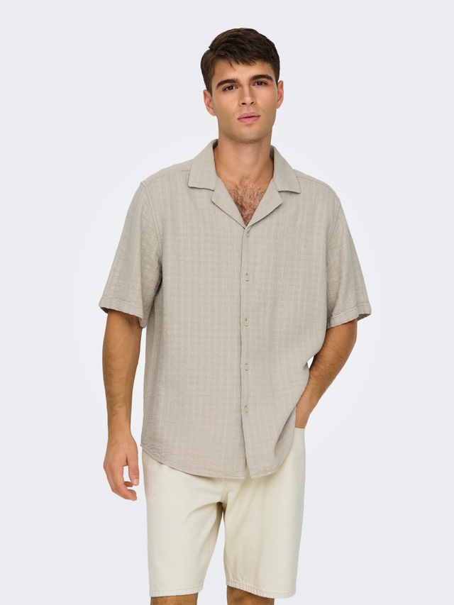 ONLY & SONS Kurzarmhemd »ONSLATHAM RLXSS RESORT LINEN STRUC 0257« Viskose mit Leinen, normal geschnitten