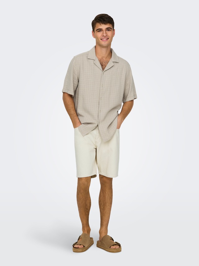 ONLY & SONS Kurzarmhemd »ONSLATHAM RLXSS RESORT LINEN STRUC 0257« Viskose mit Leinen, normal geschnitten