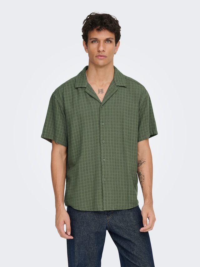 ONLY & SONS Kurzarmhemd »ONSLATHAM RLXSS RESORT LINEN STRUC 0257« Viskose mit Leinen, normal geschnitten