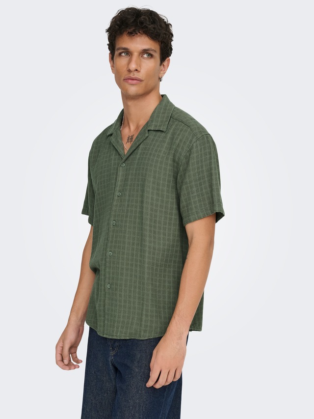 ONLY & SONS Kurzarmhemd »ONSLATHAM RLXSS RESORT LINEN STRUC 0257« Viskose mit Leinen, normal geschnitten