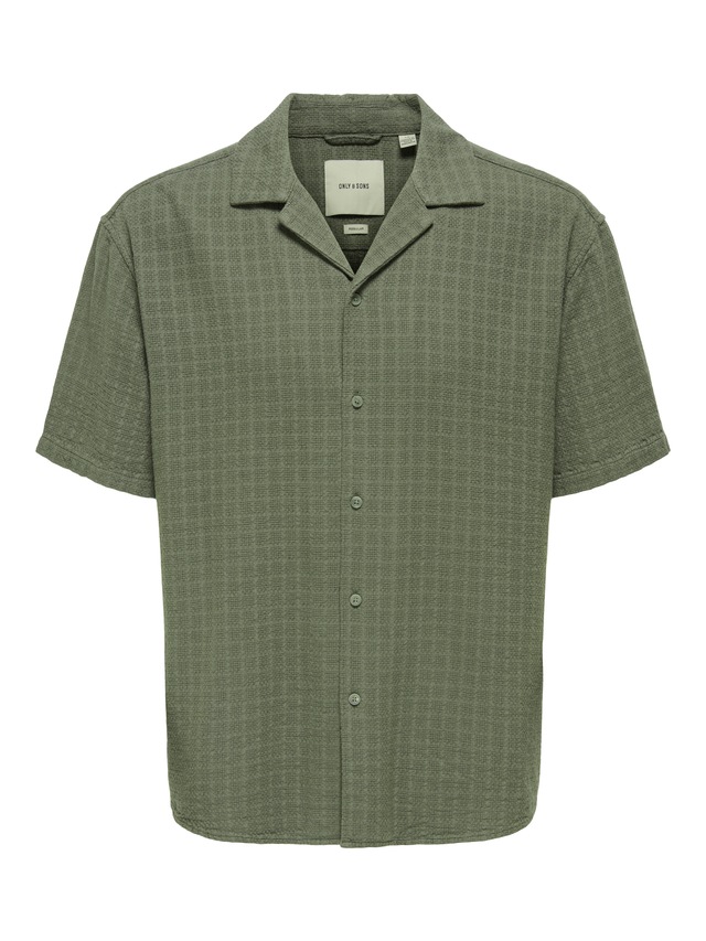 ONLY & SONS Kurzarmhemd »ONSLATHAM RLXSS RESORT LINEN STRUC 0257« Viskose mit Leinen, normal geschnitten