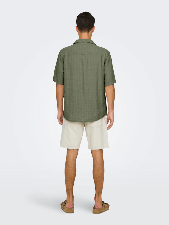 ONLY & SONS Kurzarmhemd »ONSLATHAM RLXSS RESORT LINEN STRUC 0257« Viskose mit Leinen, normal geschnitten