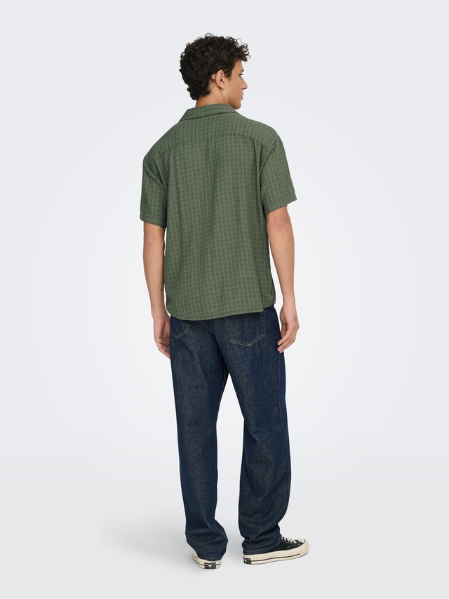 ONLY & SONS Kurzarmhemd »ONSLATHAM RLXSS RESORT LINEN STRUC 0257« Viskose mit Leinen, normal geschnitten