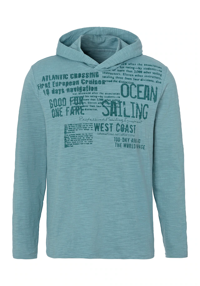 John Devin Kapuzenshirt Langarmshirt bedruckt mit Kapuze aus strukturierter Baumwoll-Qualität