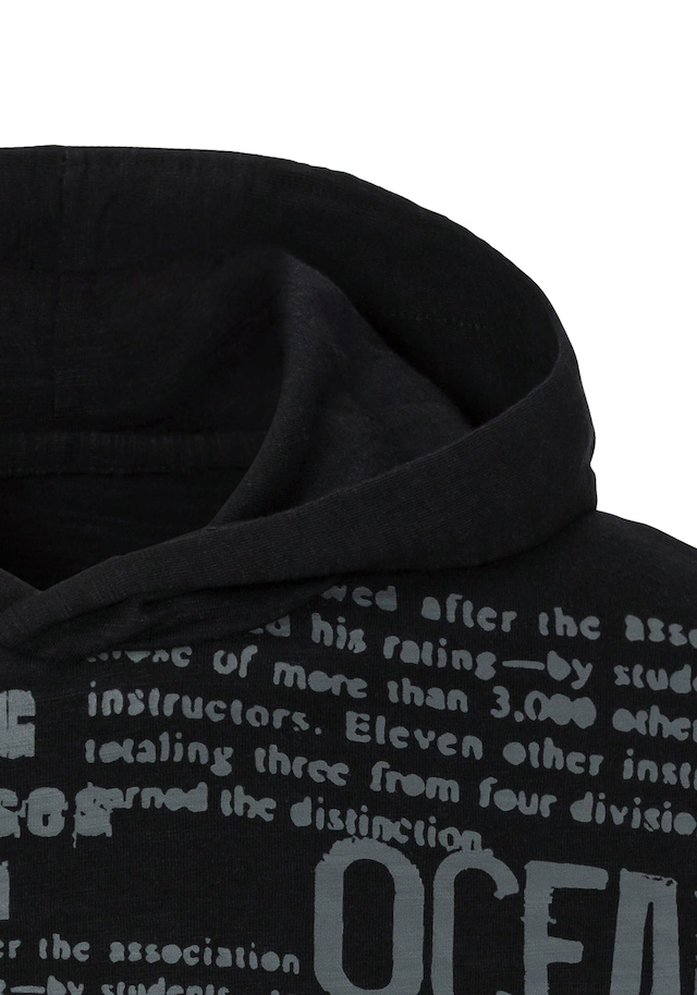 John Devin Kapuzenshirt Langarmshirt bedruckt mit Kapuze aus strukturierter Baumwoll-Qualität