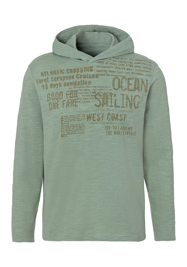John Devin Kapuzenshirt Langarmshirt bedruckt mit Kapuze aus strukturierter Baumwoll-Qualität