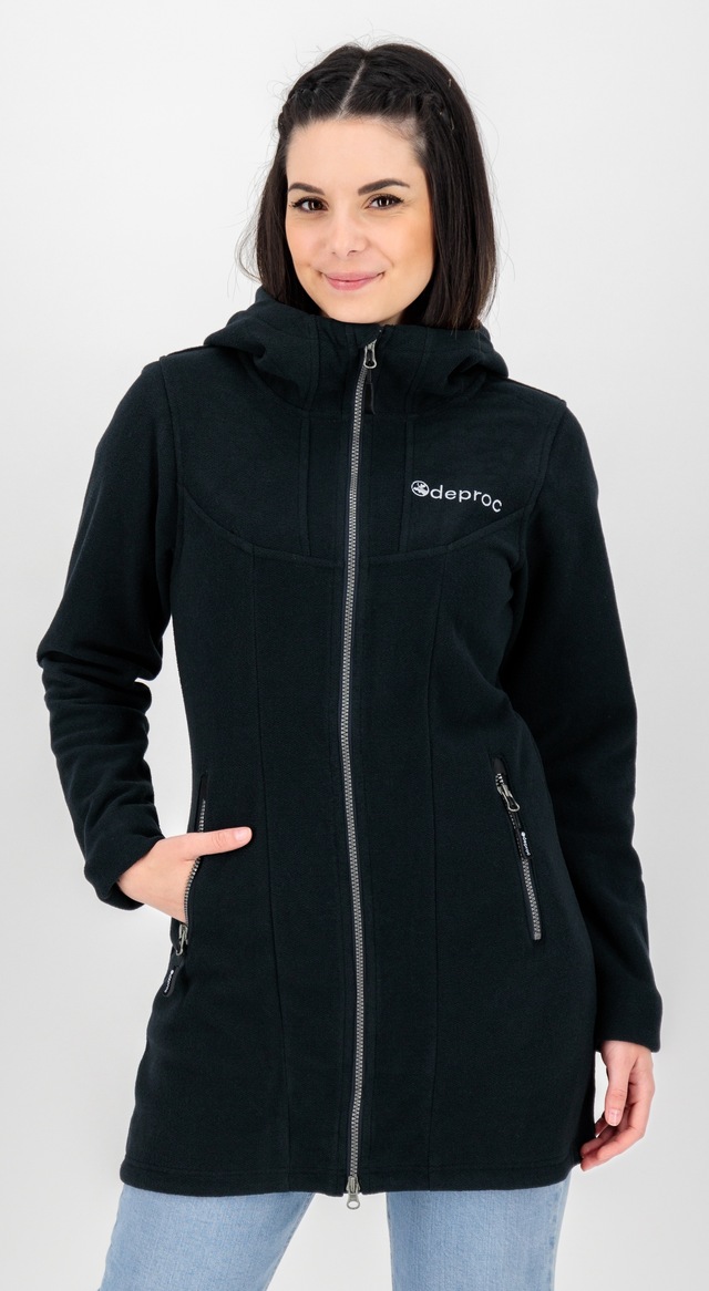 DEPROC Active Fleecejacke »GLORY APRIL« mit Kapuze mit 2-Wege-Reißverschluss