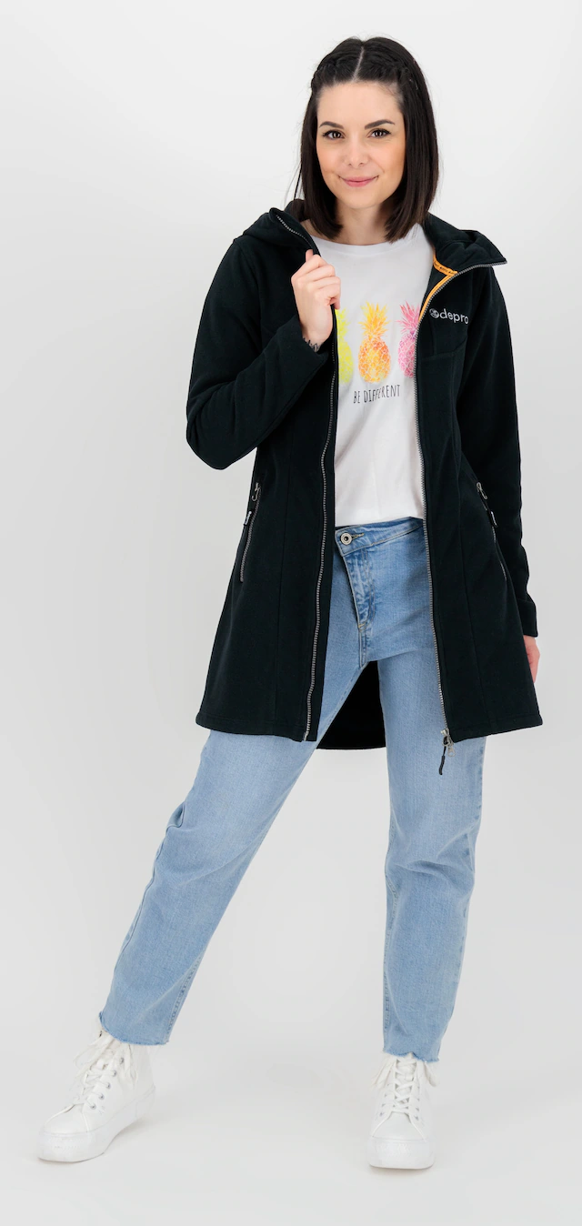 DEPROC Active Fleecejacke »GLORY APRIL« mit Kapuze mit 2-Wege-Reißverschluss