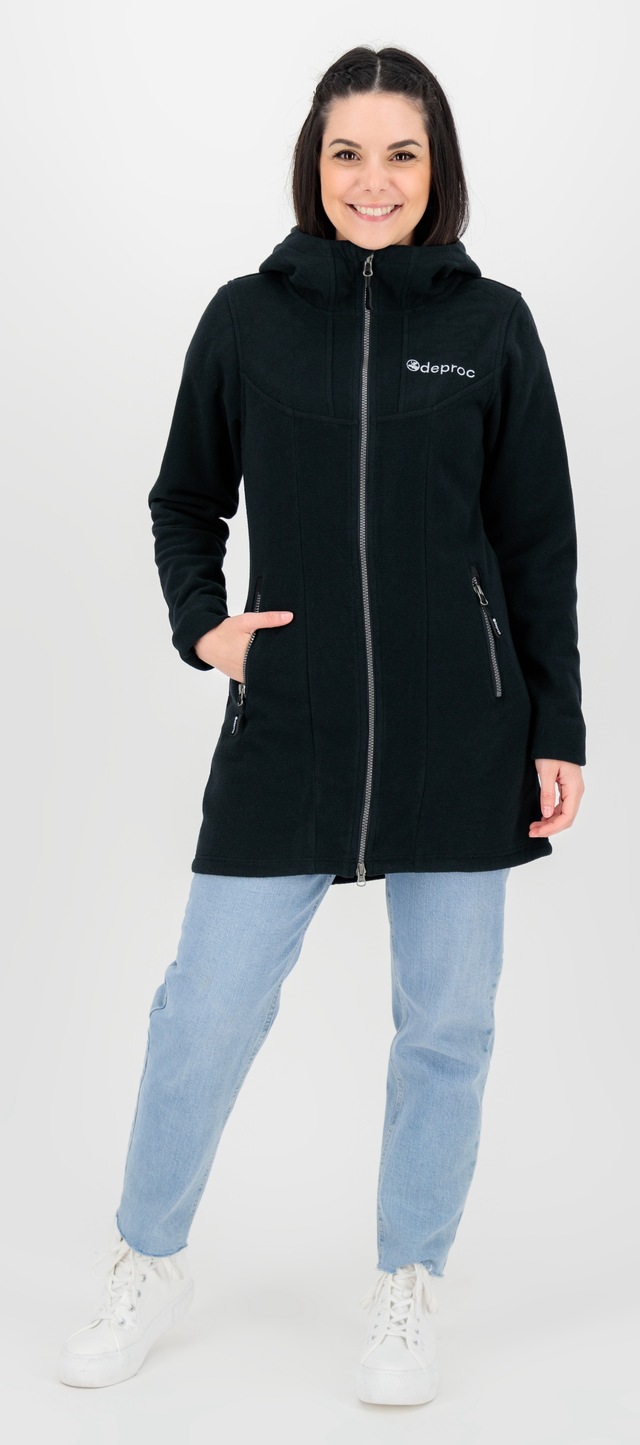 DEPROC Active Fleecejacke »GLORY APRIL« mit Kapuze mit 2-Wege-Reißverschluss