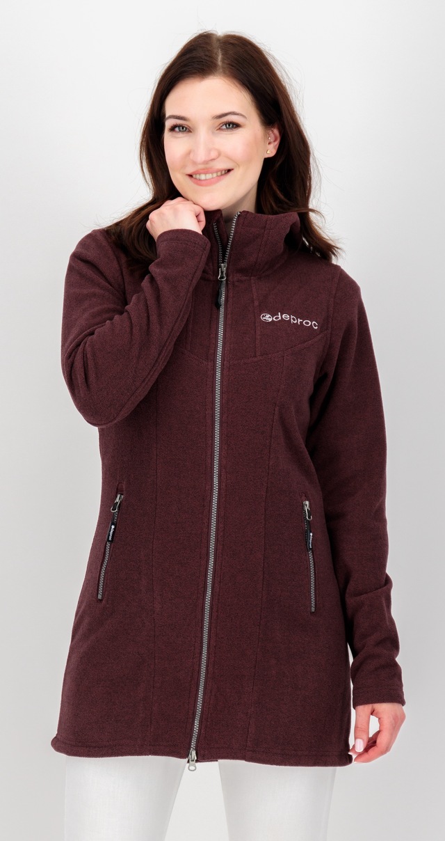DEPROC Active Fleecejacke »GLORY APRIL« mit Kapuze mit 2-Wege-Reißverschluss