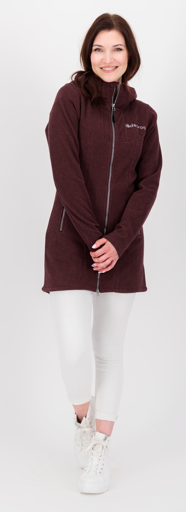 DEPROC Active Fleecejacke »GLORY APRIL« mit Kapuze mit 2-Wege-Reißverschluss