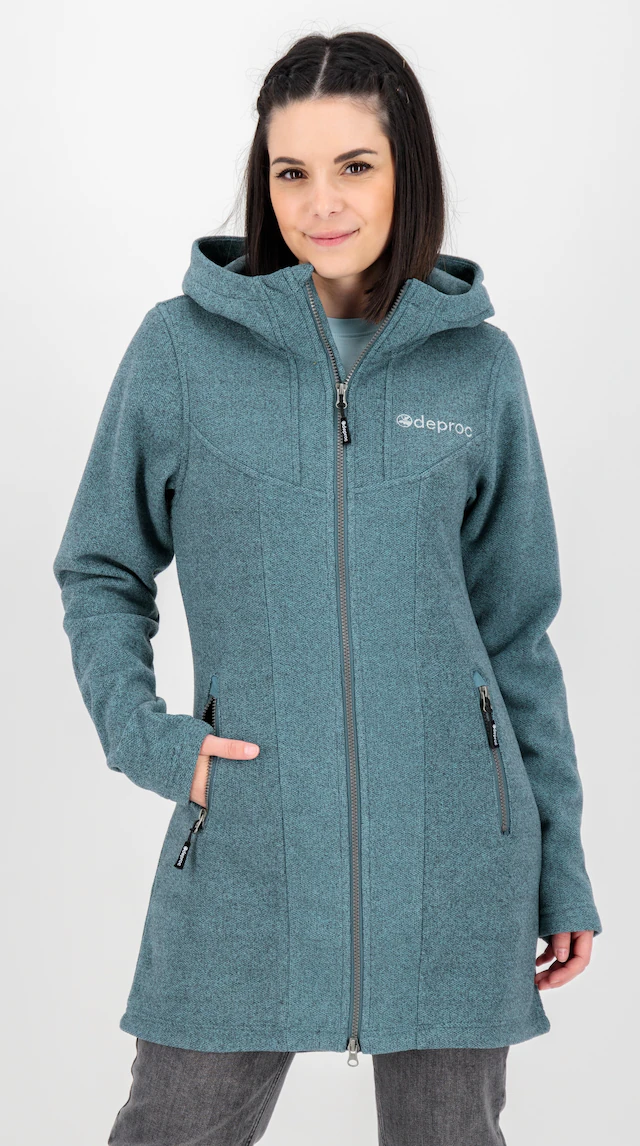 DEPROC Active Fleecejacke »GLORY APRIL« mit Kapuze mit 2-Wege-Reißverschluss