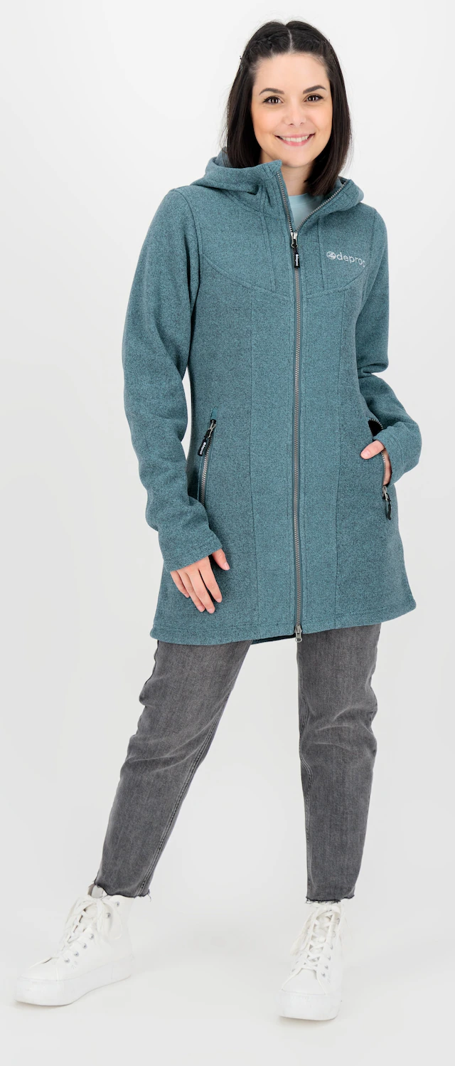 DEPROC Active Fleecejacke »GLORY APRIL« mit Kapuze mit 2-Wege-Reißverschluss