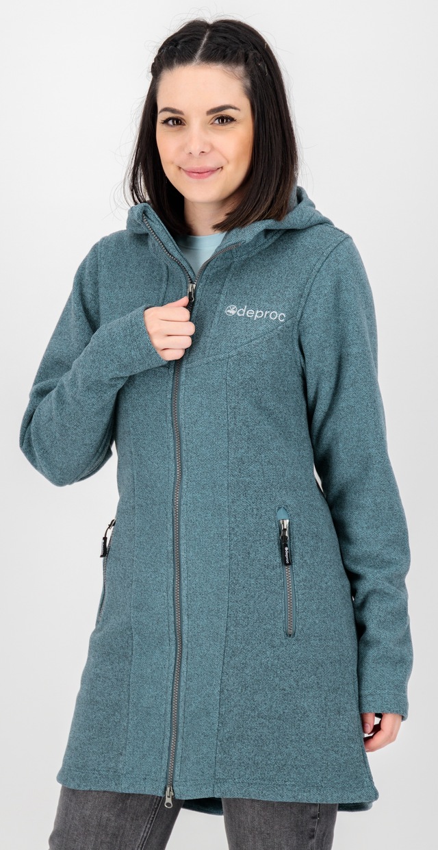DEPROC Active Fleecejacke »GLORY APRIL« mit Kapuze mit 2-Wege-Reißverschluss