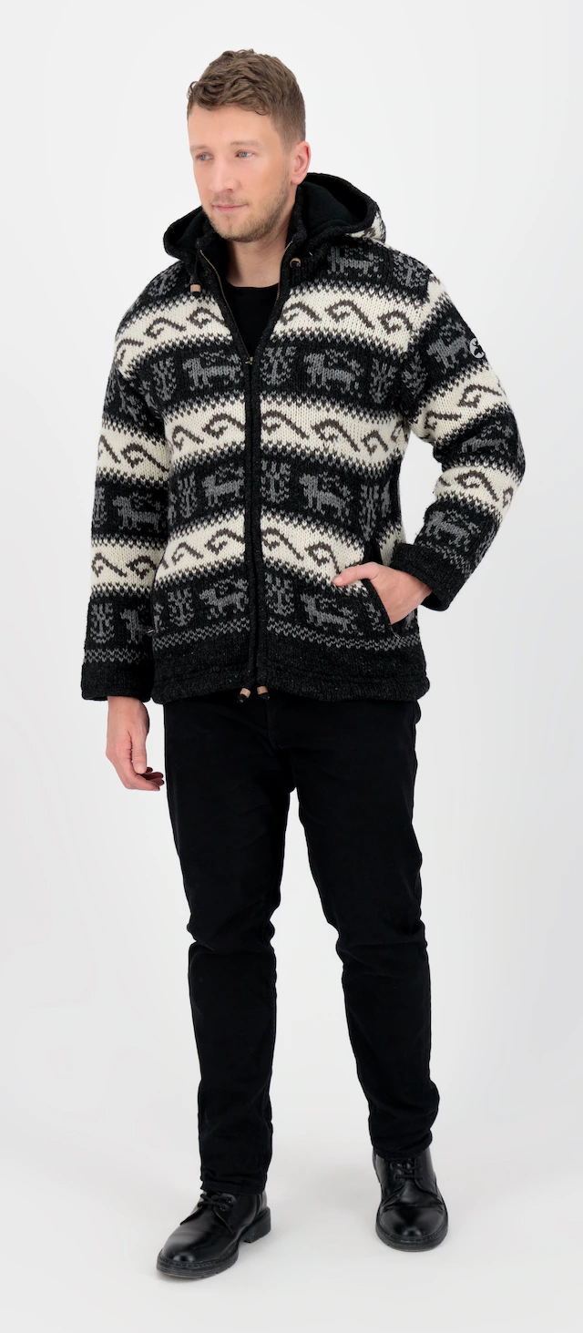 DEPROC Active Strickfleecejacke »LHOTSE MEN« mit Kapuze mit Kapuze und weichem Fleece gefüttert