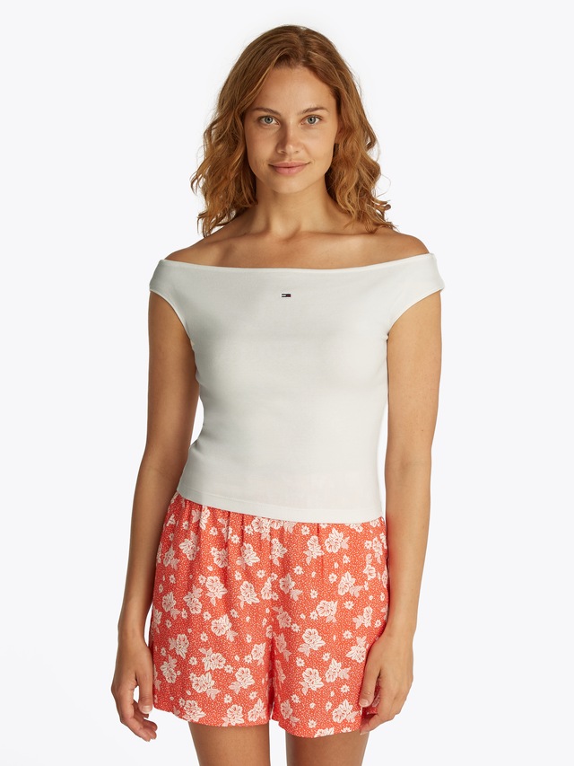 Tommy Jeans Tanktop »TJW BOAT NECK TOP SS EXT« mit Logostickerei