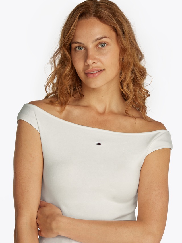 Tommy Jeans Tanktop »TJW BOAT NECK TOP SS EXT« mit Logostickerei