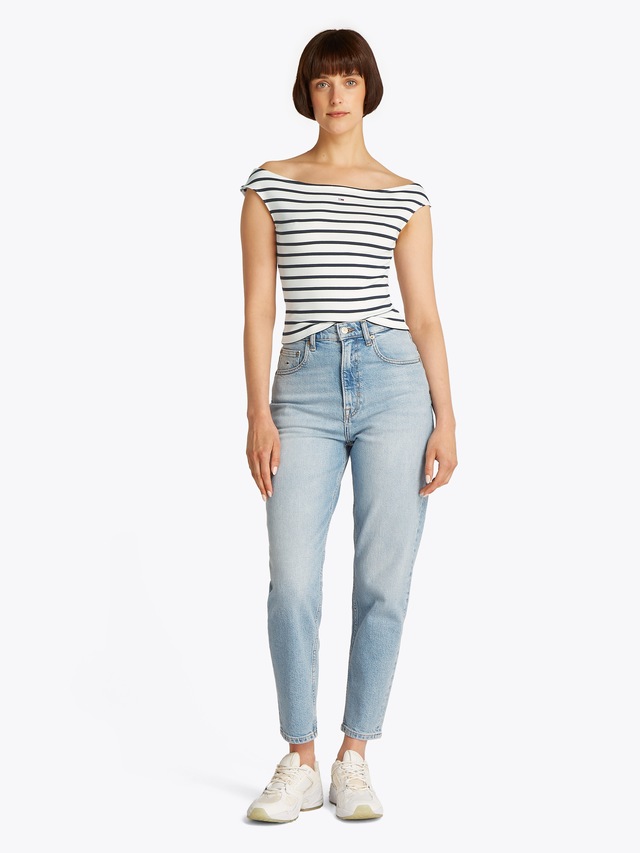 Tommy Jeans Tanktop »TJW BOAT NECK TOP SS EXT« mit Logostickerei