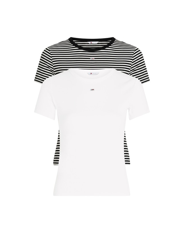 Tommy Jeans Kurzarmshirt »TJW 2PACK SLIM ESSENTIAL RIB SS« Packung, 2er-Pack, 2 tlg. mit gerippter Struktur, Rundhals