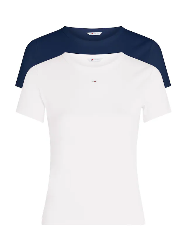 Tommy Jeans Kurzarmshirt »TJW 2PACK SLIM ESSENTIAL RIB SS« Packung, 2er-Pack, 2 tlg. mit gerippter Struktur, Rundhals