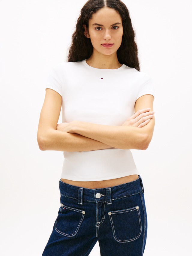 Tommy Jeans Kurzarmshirt »TJW 2PACK SLIM ESSENTIAL RIB SS« Packung, 2er-Pack, 2 tlg. mit gerippter Struktur, Rundhals