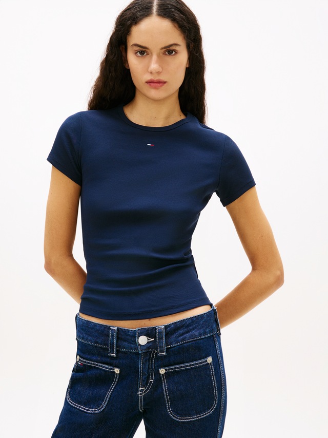 Tommy Jeans Kurzarmshirt »TJW 2PACK SLIM ESSENTIAL RIB SS« Packung, 2er-Pack, 2 tlg. mit gerippter Struktur, Rundhals