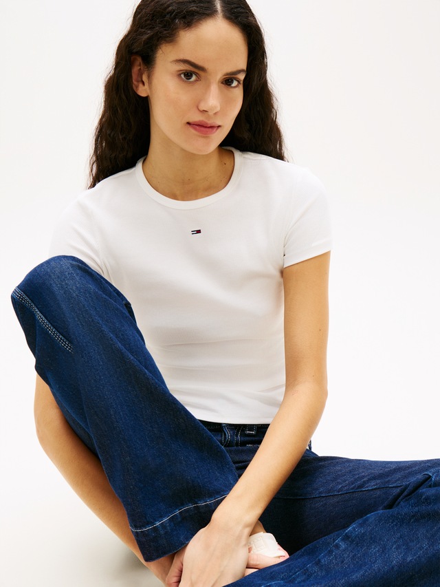 Tommy Jeans Kurzarmshirt »TJW 2PACK SLIM ESSENTIAL RIB SS« Packung, 2er-Pack, 2 tlg. mit gerippter Struktur, Rundhals
