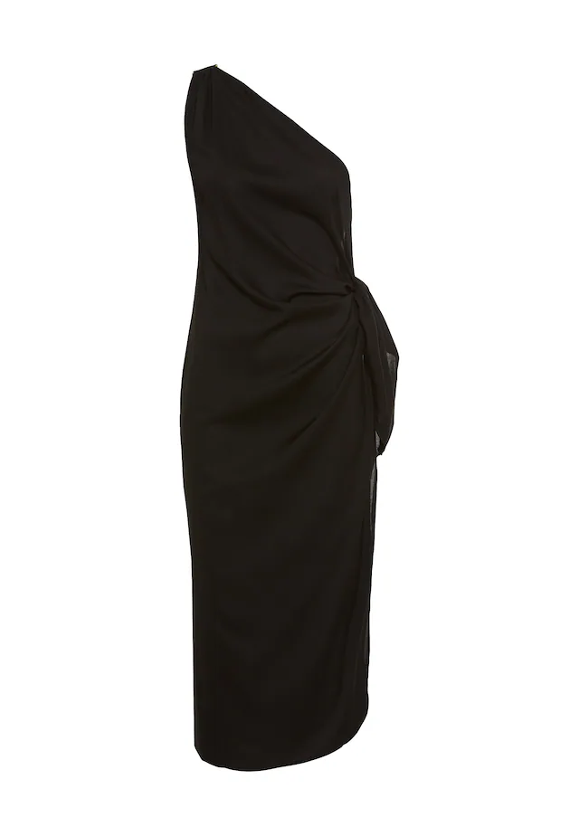 LSCN by LASCANA One-Shoulder-Kleid mit goldfarbenen Zieraccessoire am Träger, Strandkleid