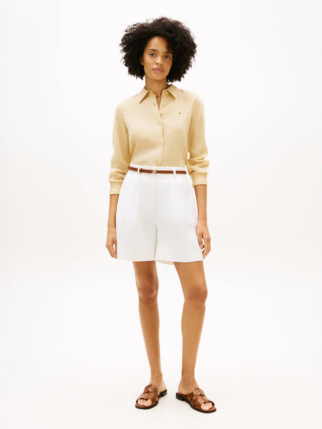 Tommy Hilfiger Hemdbluse »ESS LINEN RELAXED SHIRT« mit Logostickerei ,kühlendes Premium Leinen