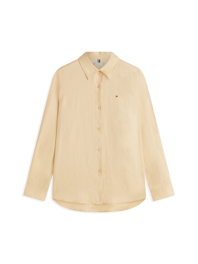 Tommy Hilfiger Hemdbluse »ESS LINEN RELAXED SHIRT« mit Logostickerei ,kühlendes Premium Leinen