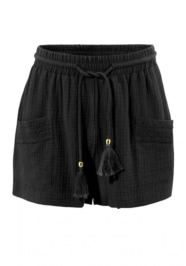 Aniston CASUAL Shorts mit Häkel-Applikationen verziert