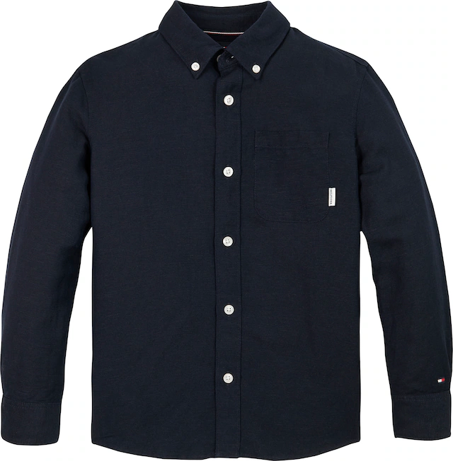 Tommy Hilfiger Langarmhemd »LINEN BLEND RELAXED SHIRT LS« mit Brusttasche, Logostickerei