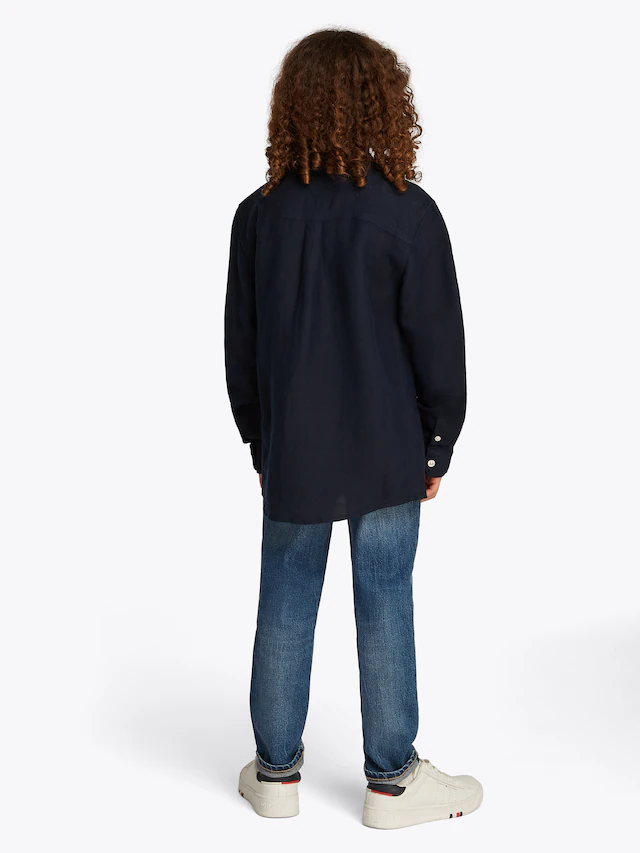 Tommy Hilfiger Langarmhemd »LINEN BLEND RELAXED SHIRT LS« mit Brusttasche, Logostickerei