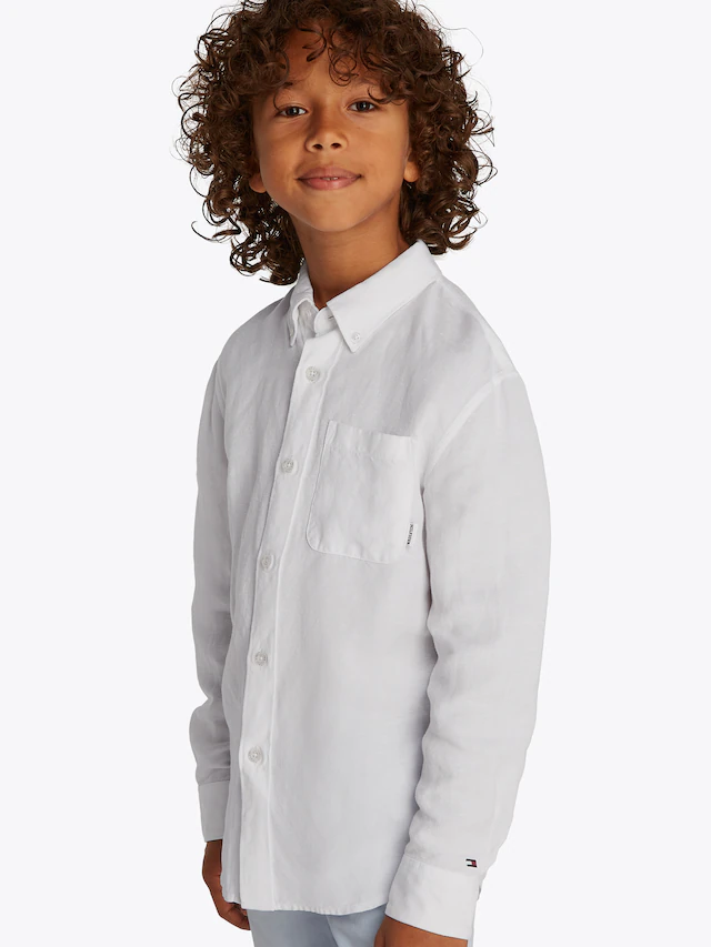 Tommy Hilfiger Langarmhemd »LINEN BLEND RELAXED SHIRT LS« mit Brusttasche, Logostickerei