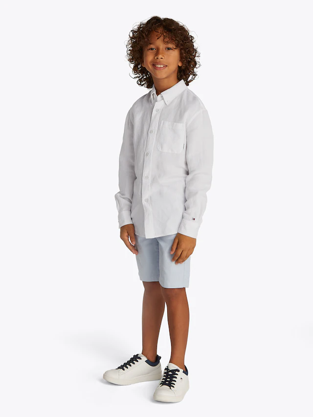 Tommy Hilfiger Langarmhemd »LINEN BLEND RELAXED SHIRT LS« mit Brusttasche, Logostickerei