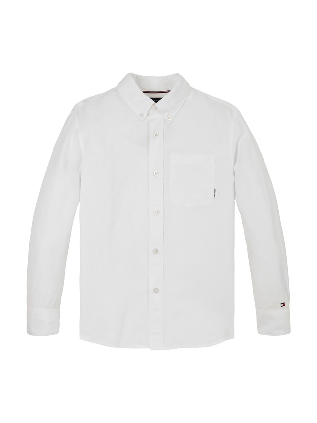 Tommy Hilfiger Langarmhemd »LINEN BLEND RELAXED SHIRT LS« mit Brusttasche, Logostickerei