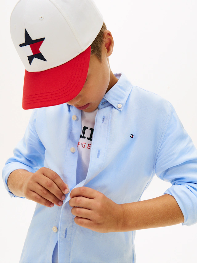 Tommy Hilfiger Langarmhemd »LINEN BLEND RELAXED SHIRT LS« mit Brusttasche, Logostickerei